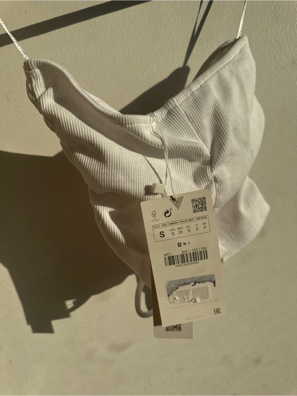 Zara White Ribbed Crop Top